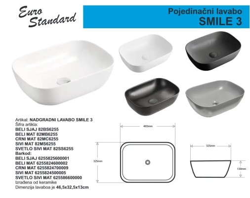 LAVABO SMILE 3 E-6255 S.SIVI